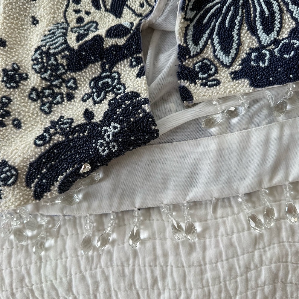 STAUD Cream and Blue Floral Dress - Picture 3 of 6
